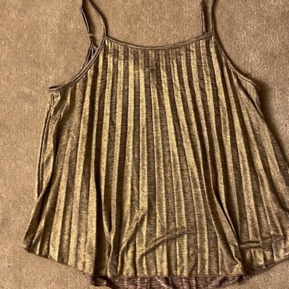 Gold Metallic/Bronze Pleated Tank Top - Picture 1 of 2